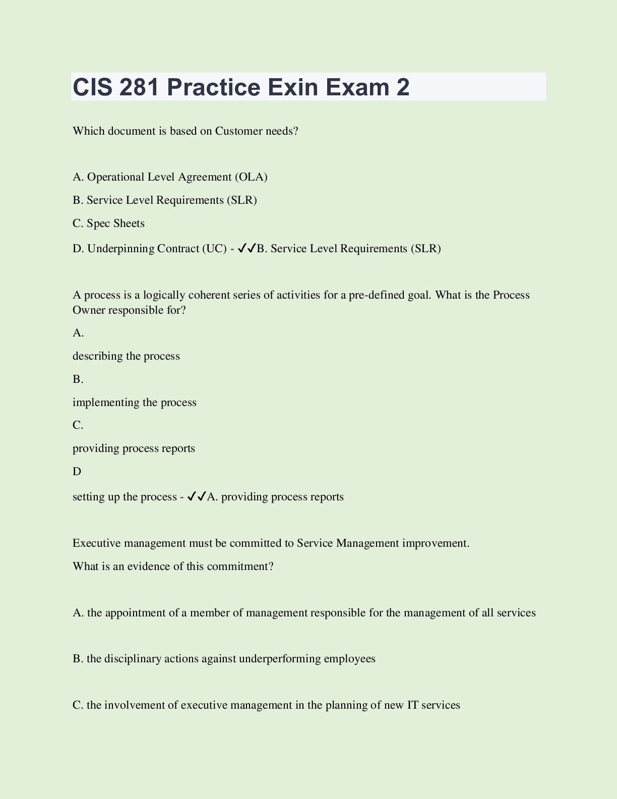Preview image of CIS 281 Practice Exin Exam 2 document